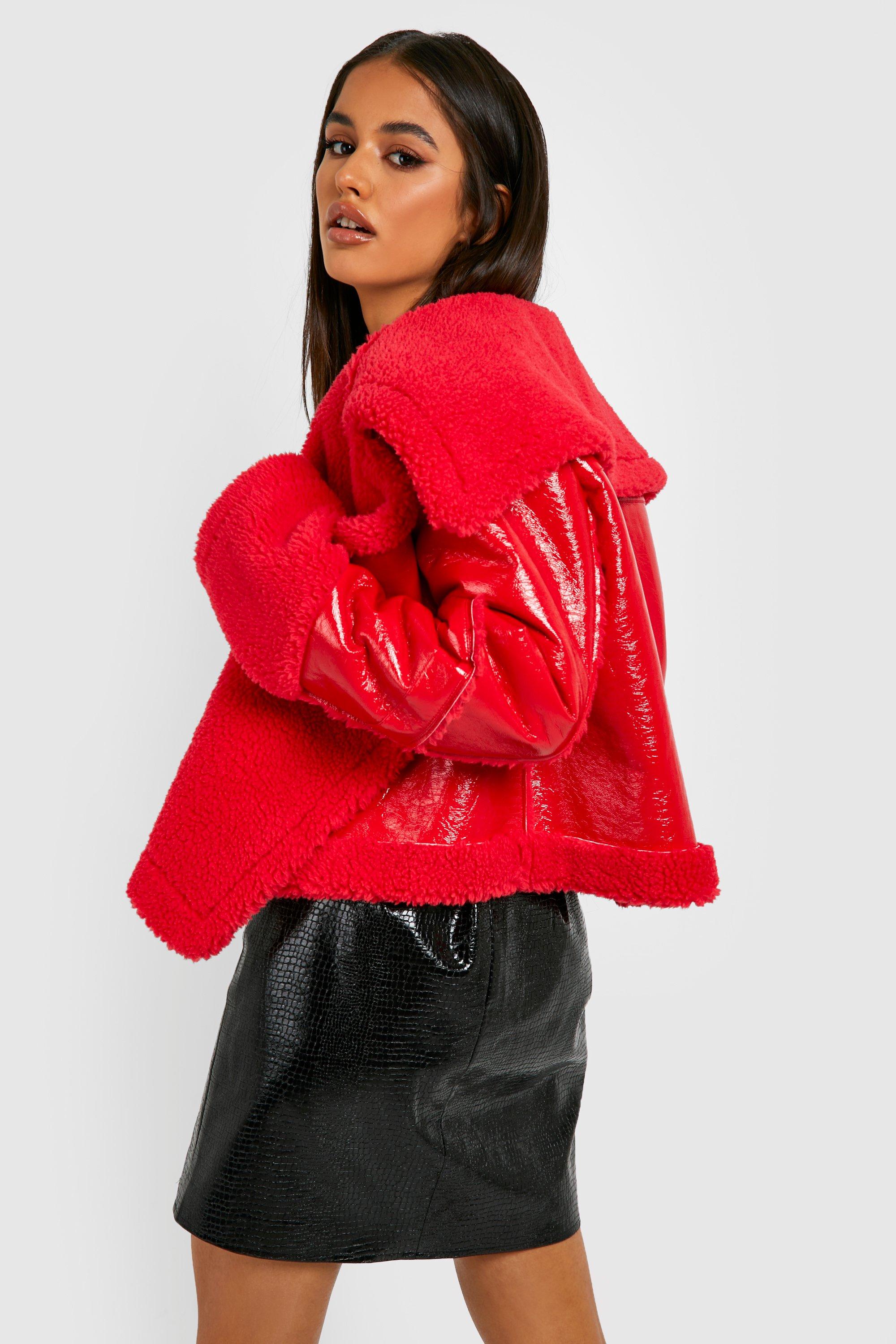 Red aviator coat deals