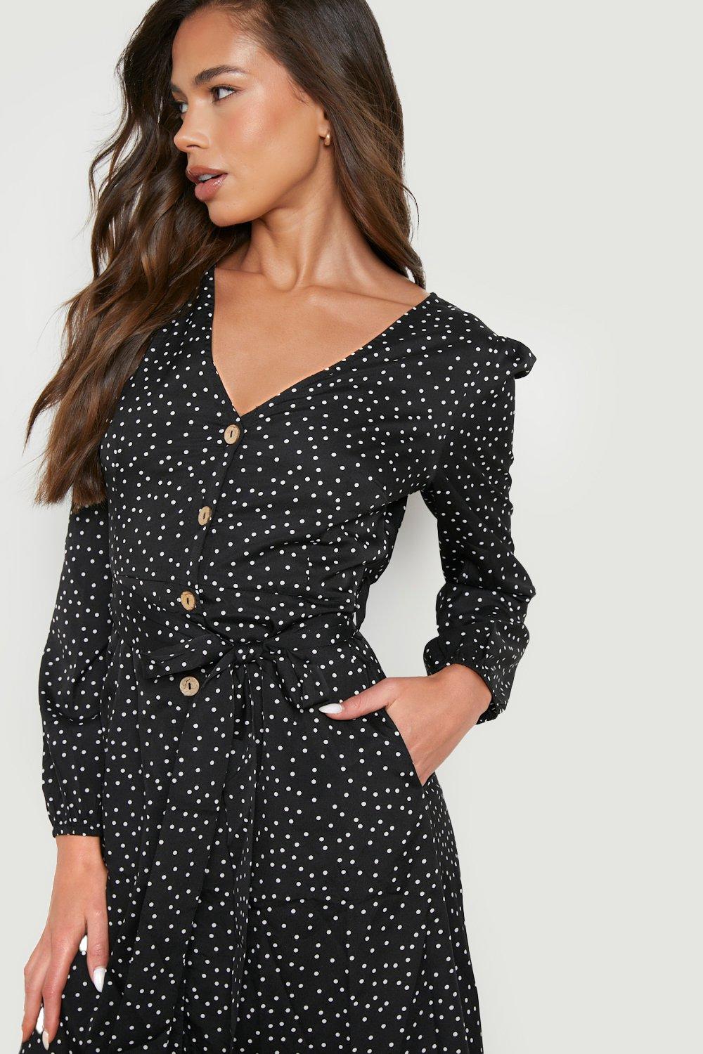 Polka dot on sale button front dress