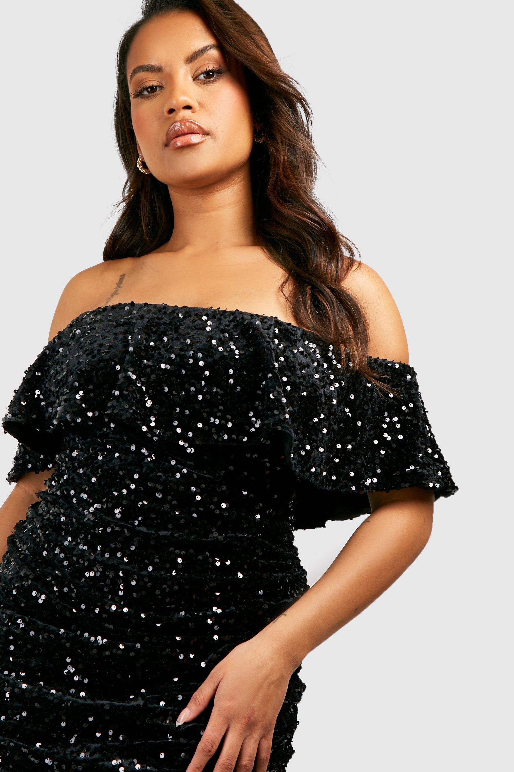 Off the shoulder cocktail dress plus size sale