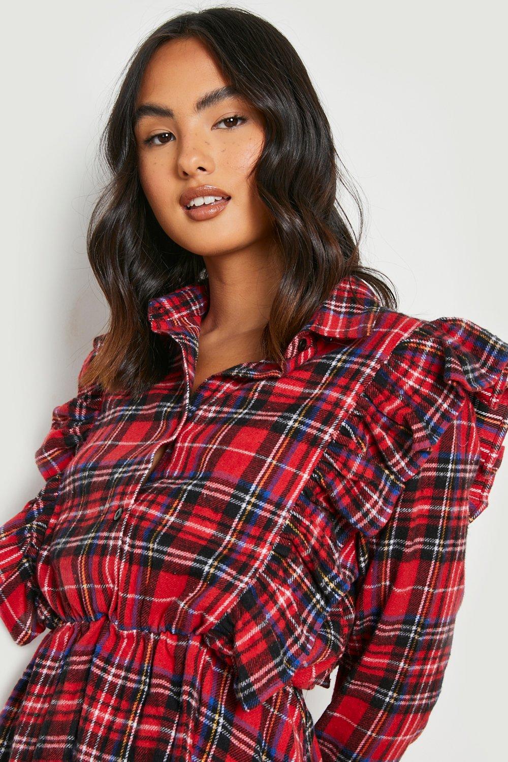 Boohoo plaid outlet dress