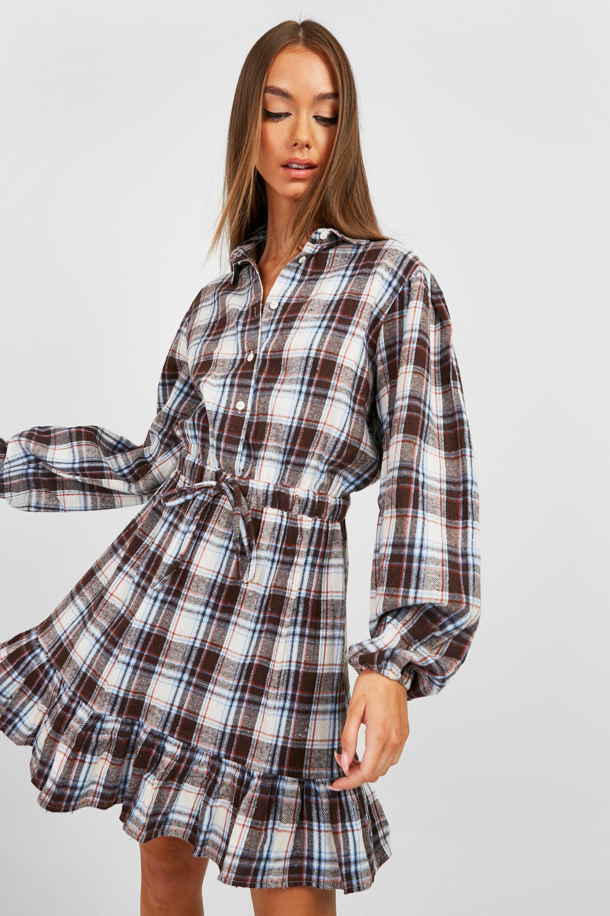 Boohoo checked dress sale