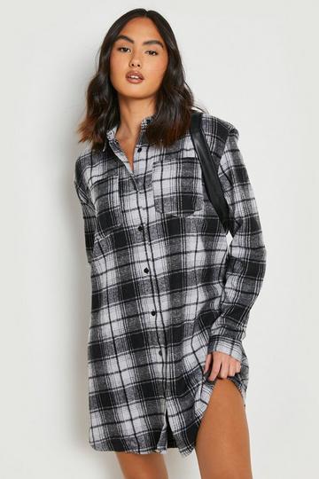 Oversized Flannel Shirt Dress black