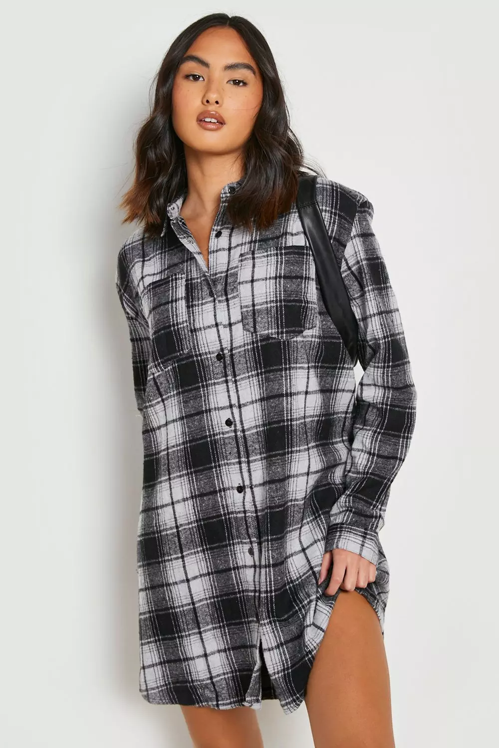 Oversized checked hotsell shirt dress