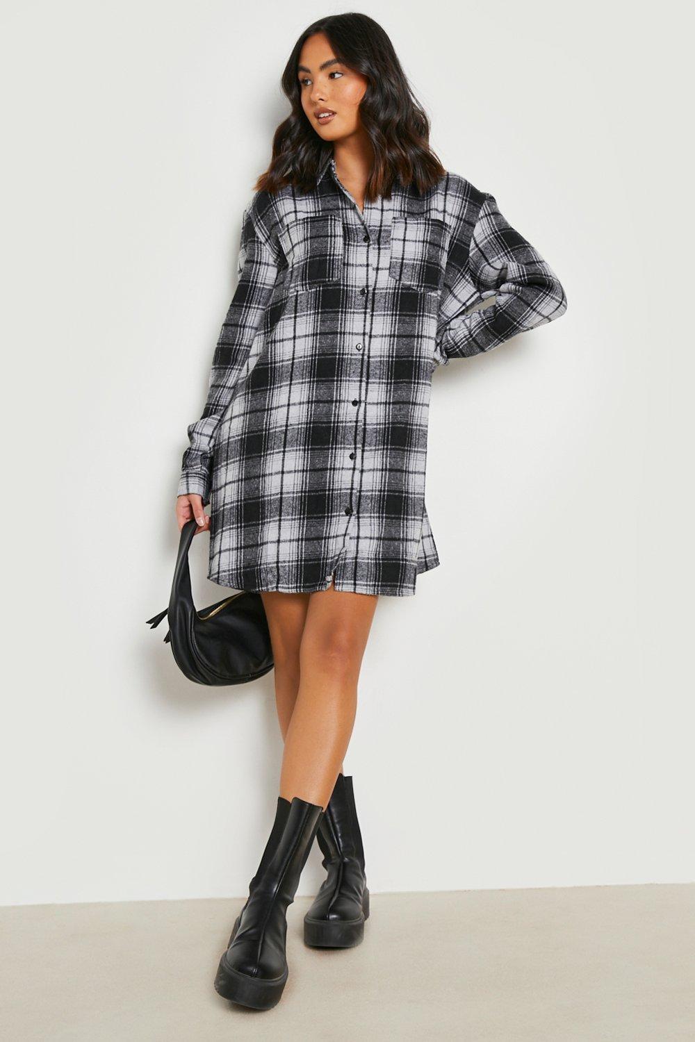 Plaid 2024 dress boohoo