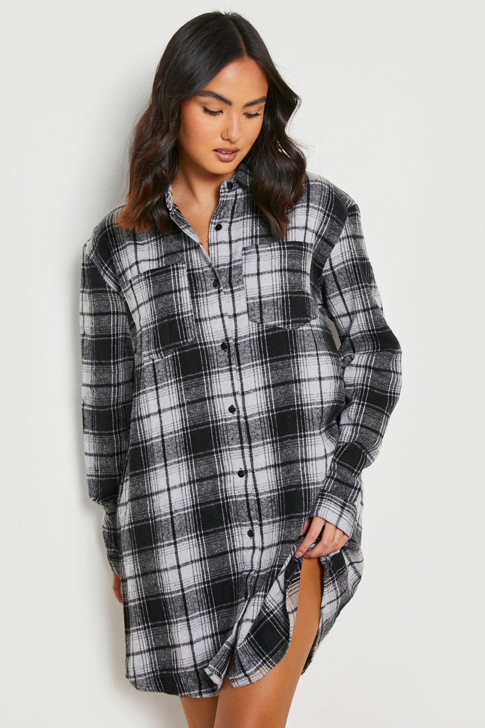 Black and white check shirt cheap dress