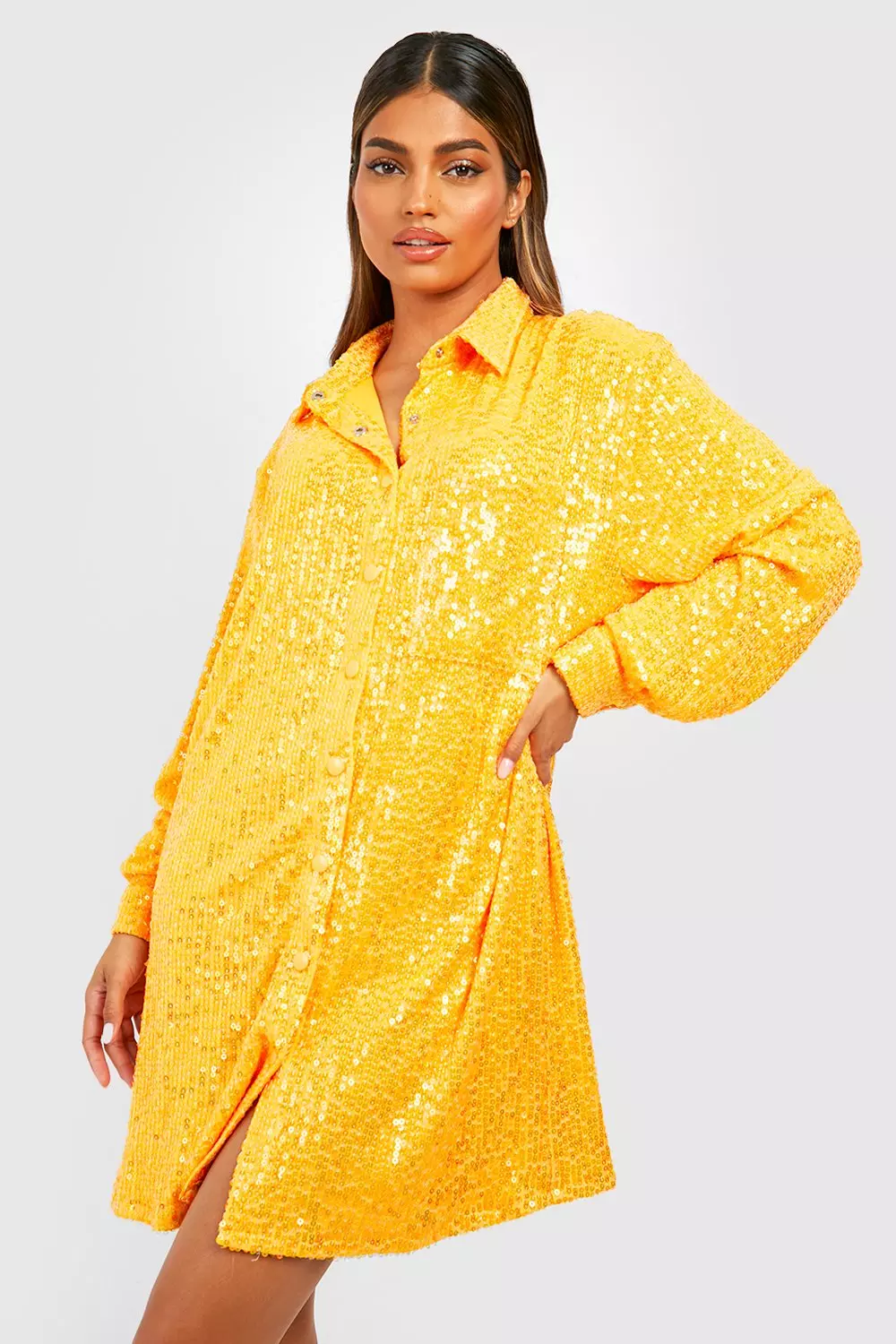 Yellow sequin dress zara sales