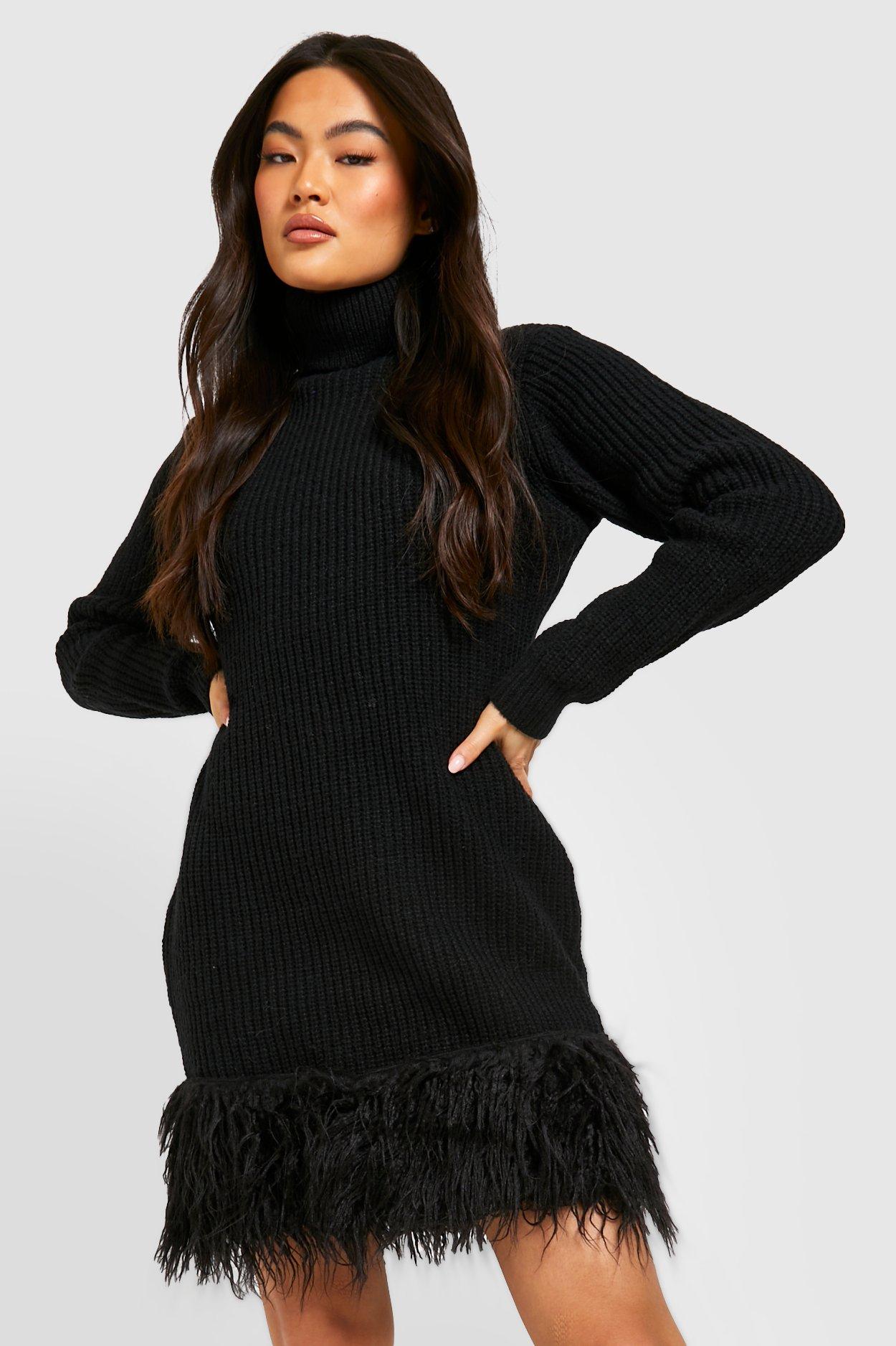 Fur sleeve jumper dress online