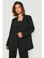 Black Button Cuff Relaxed Fit Tailored Blazer