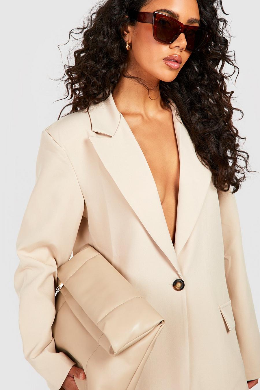 Stone beige Oversized Relaxed Fit Mansy Blazer