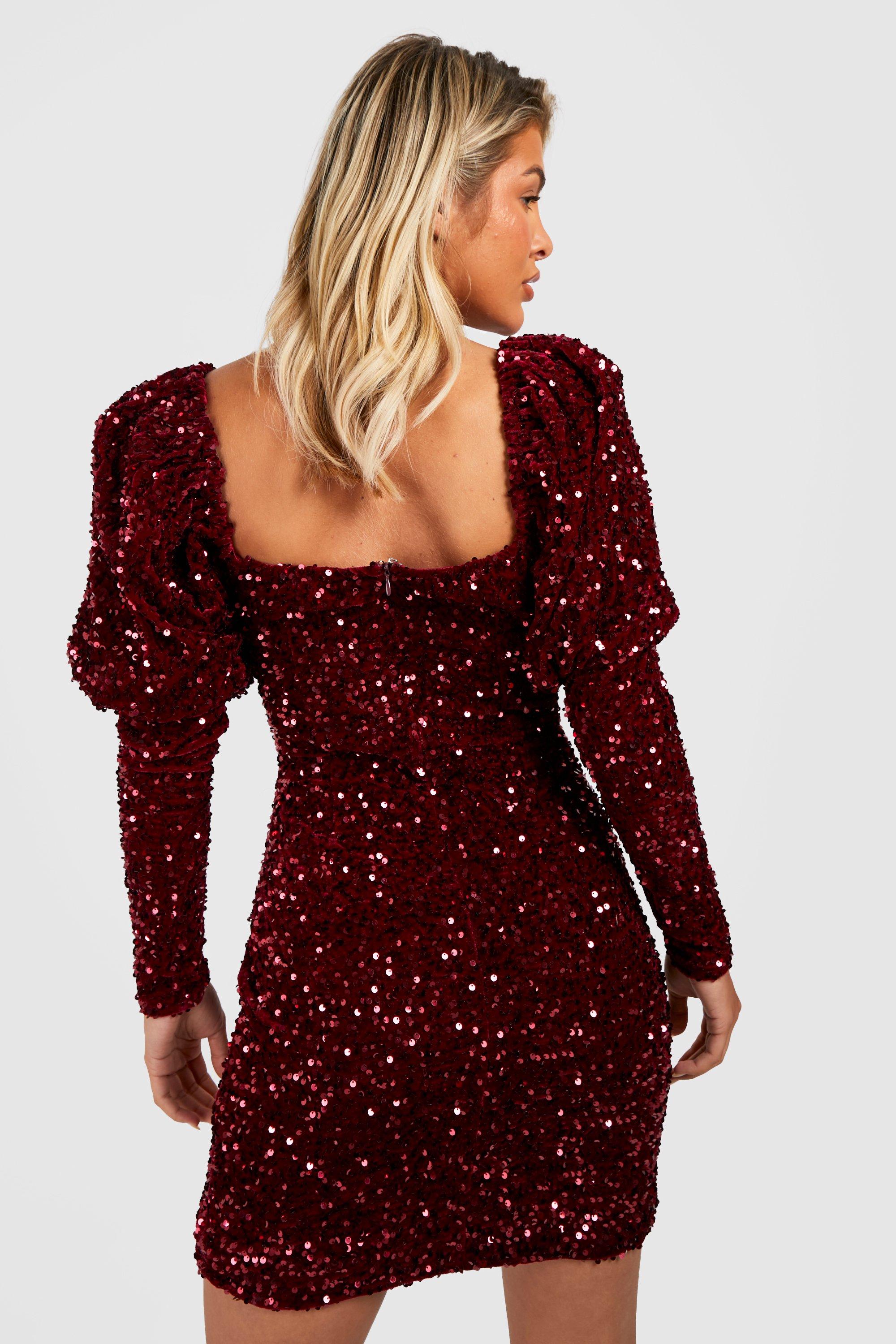 red sequin mini dress