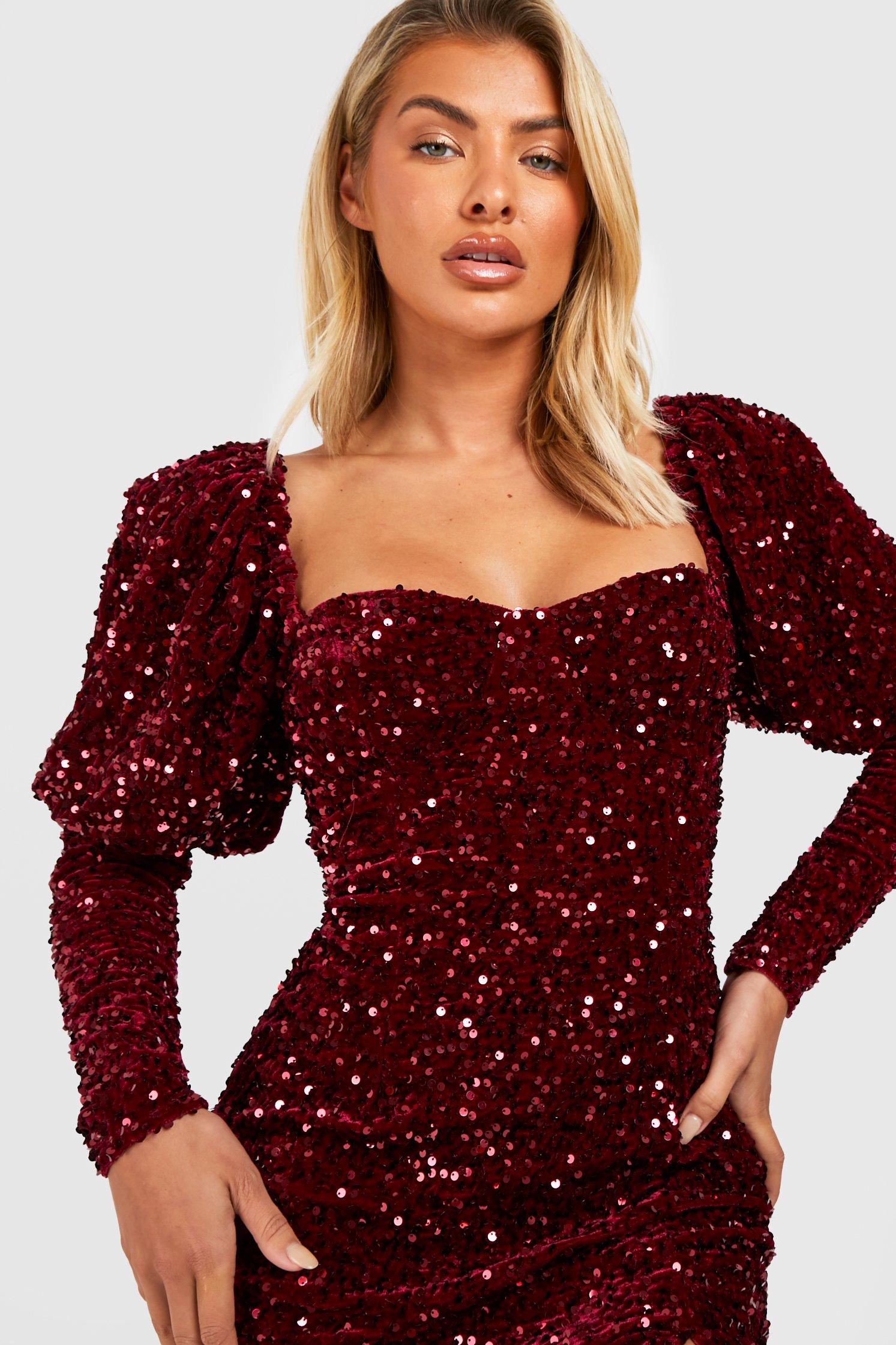 Berry sequin store bodycon dress