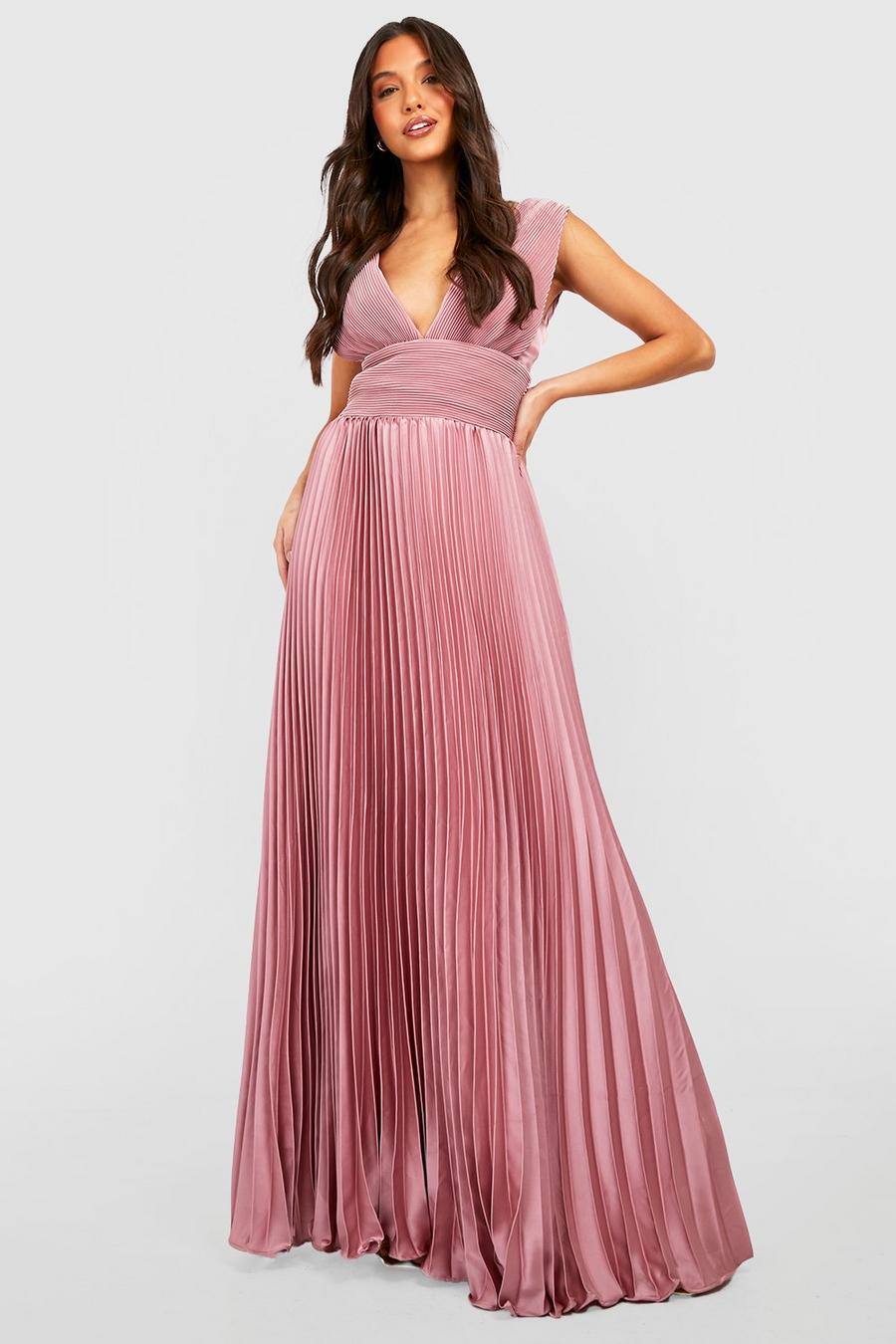 Rose Occasion Pleated Plunge Maxi Dress  image number 1