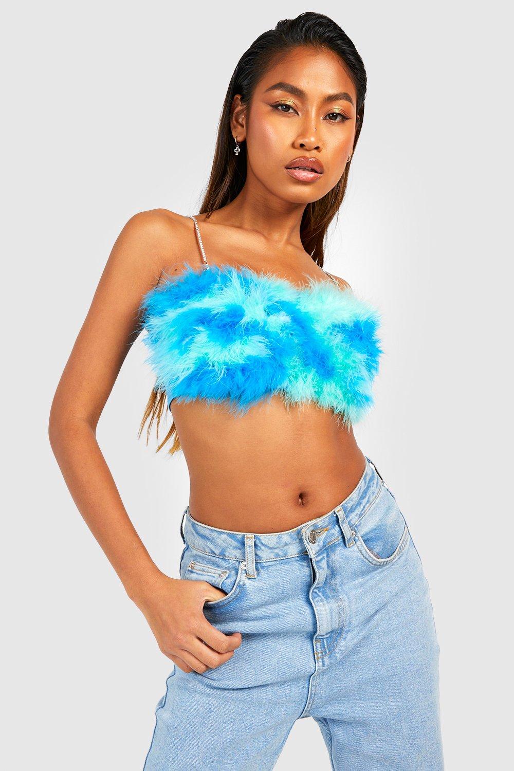 boohoo Women's Feather Bandeau Crop