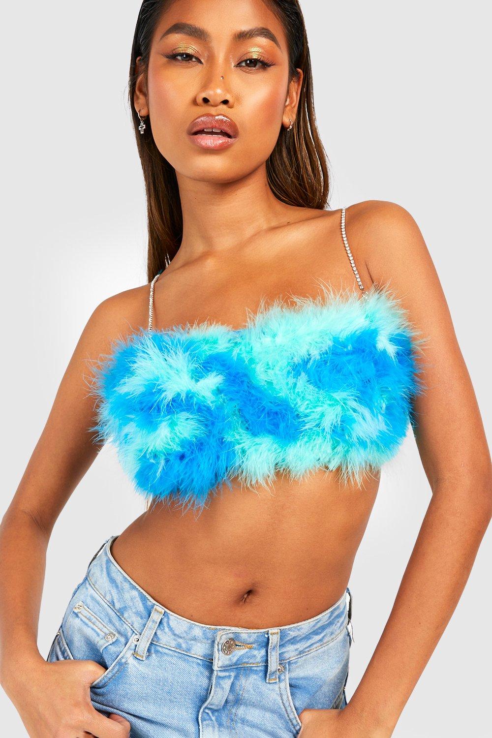 boohoo Women's Feather Bandeau Crop