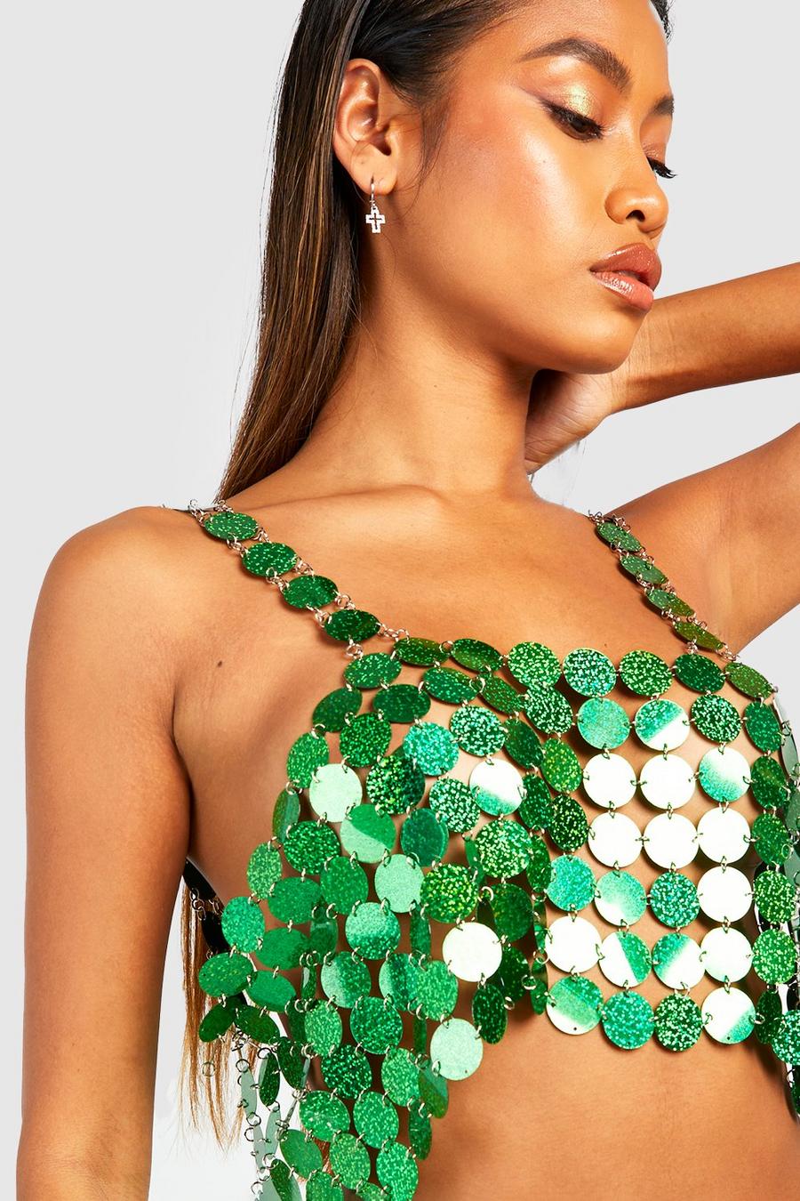Green Disk Square Neck Crop