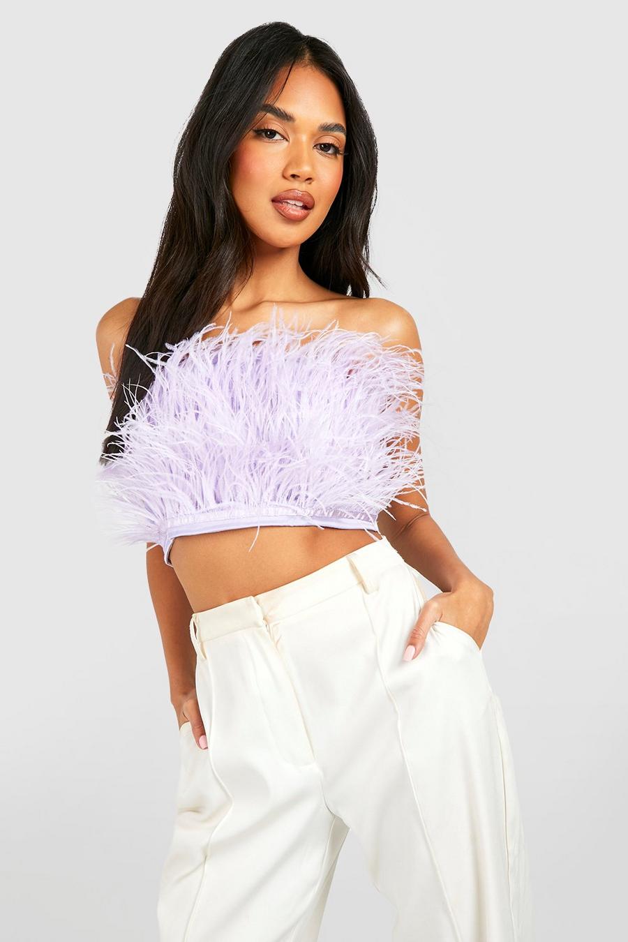 Lilac Wispy Bandeau Feather Tube Top image number 1
