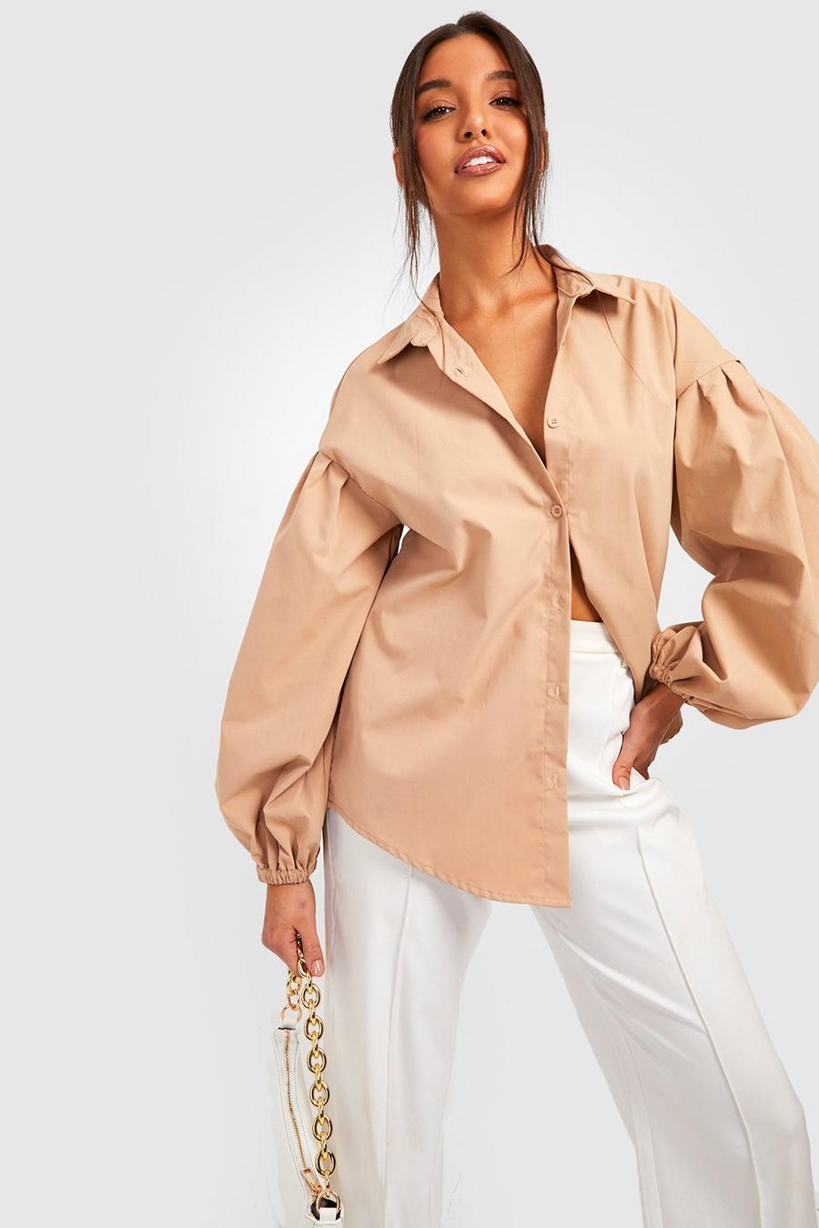 Sand Puff Sleeve Relaxed Fit Shirt image number 1