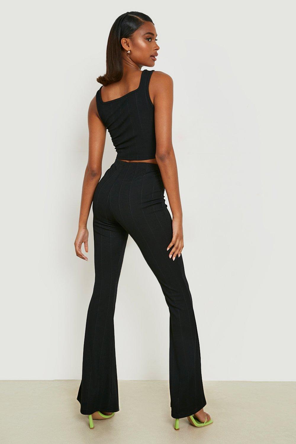 Bandage Scoop Neck Crop Top & Flared Pants