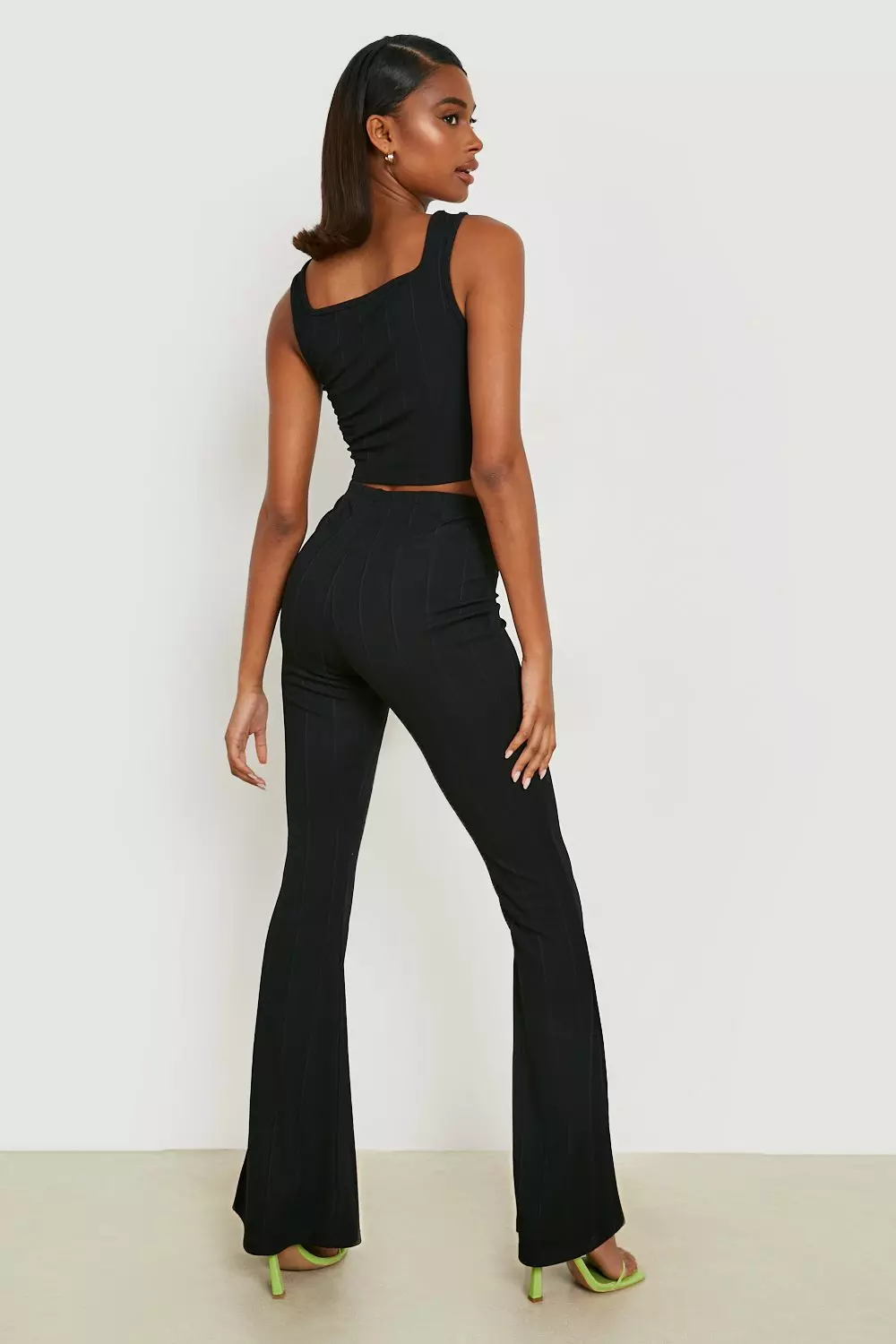 Boohoo black best sale flared trousers