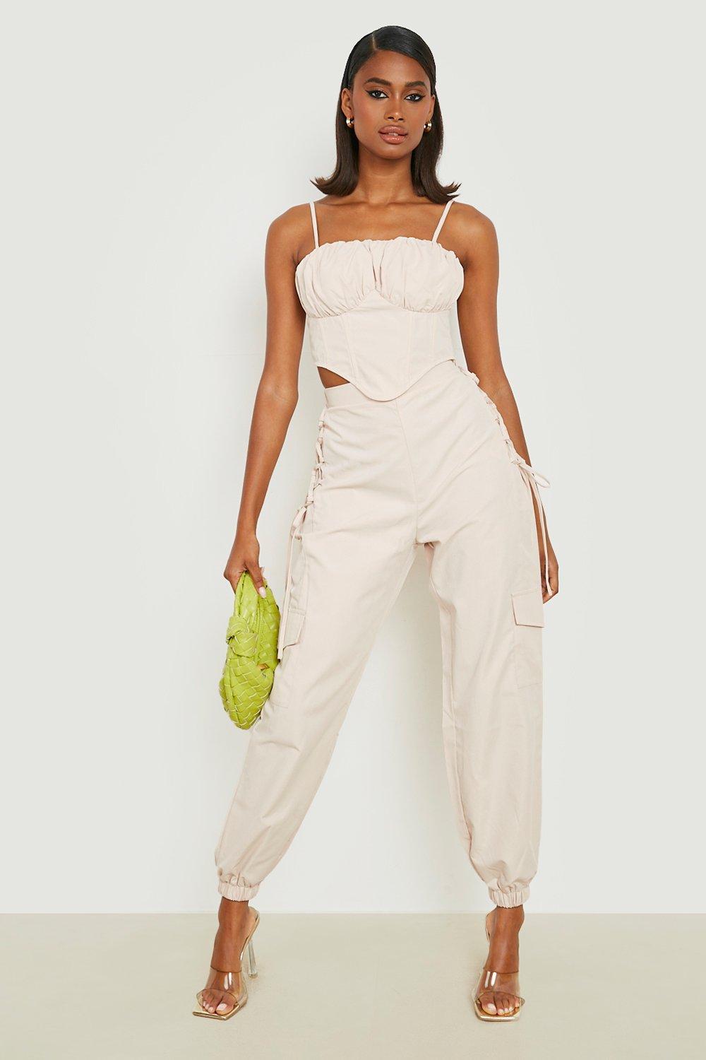 Ruched Cup Lace Up Back Corset | boohoo USA