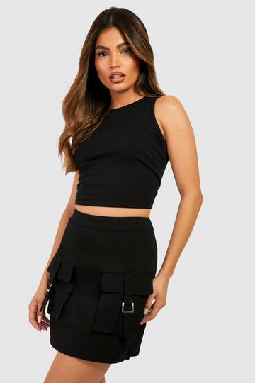 Pocket Front Cargo Mini Skirt black