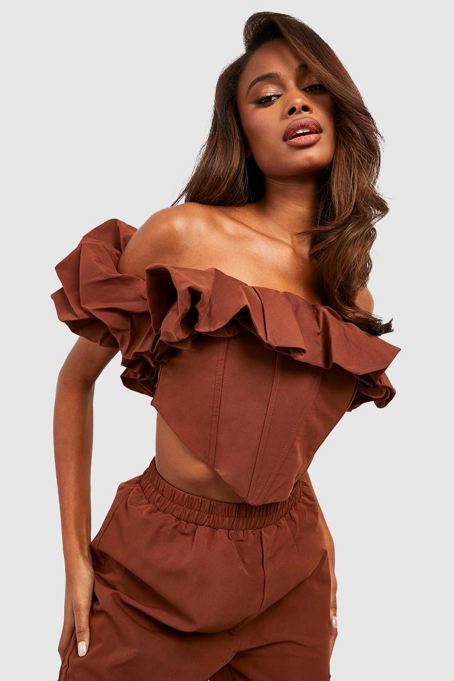 Chocolate Volume Off The Shoulder Corset image number 1