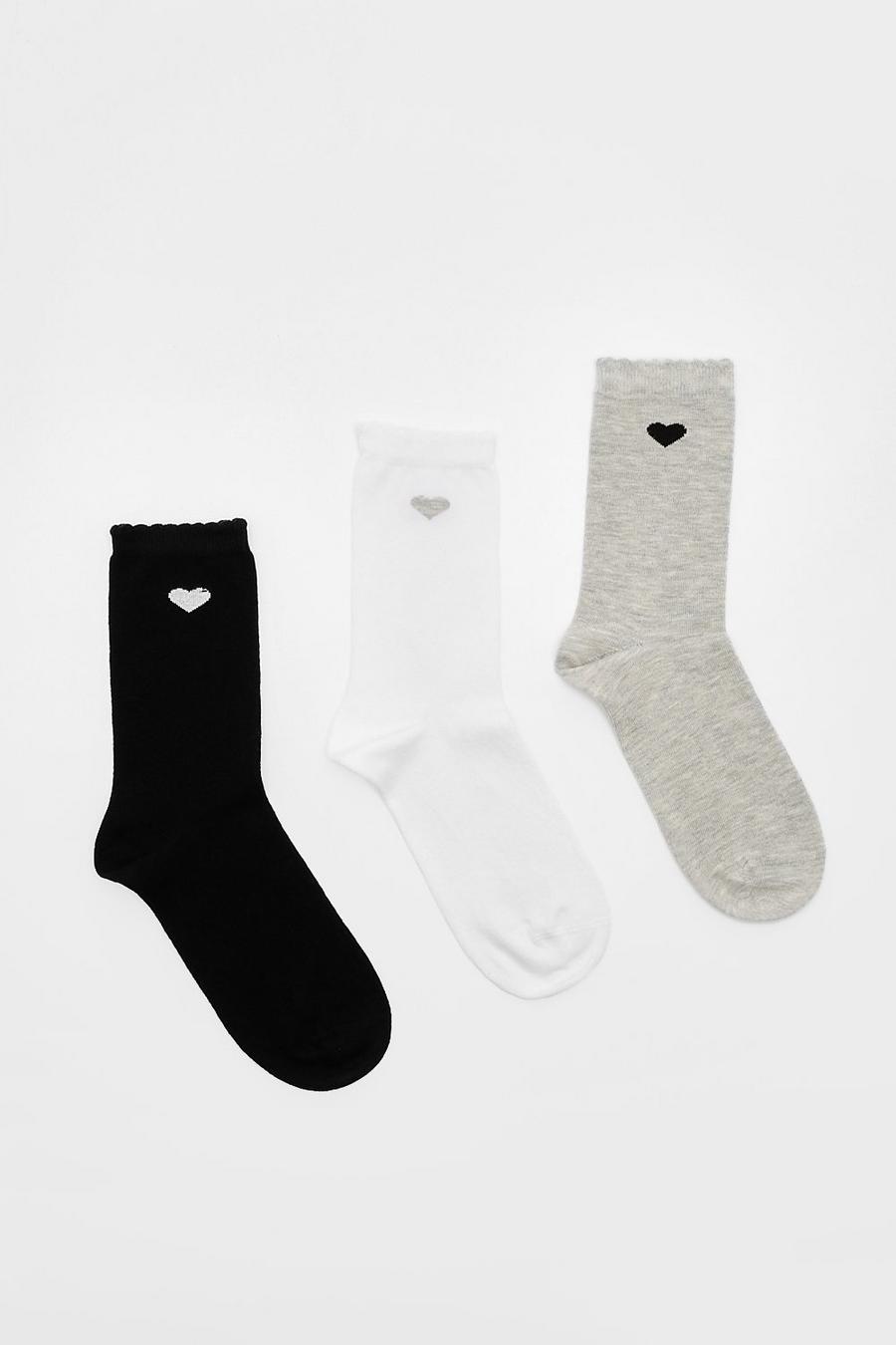 White 3 Pack Heart Detail Sport Sock With Frill  image number 1