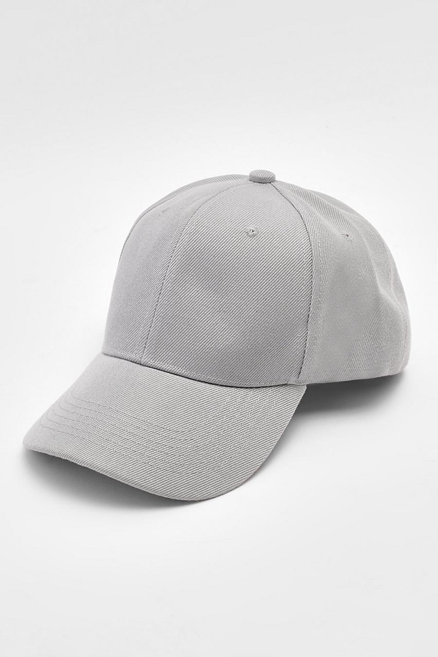 Cappello da baseball in tinta unita grigio chiaro, Grey image number 1