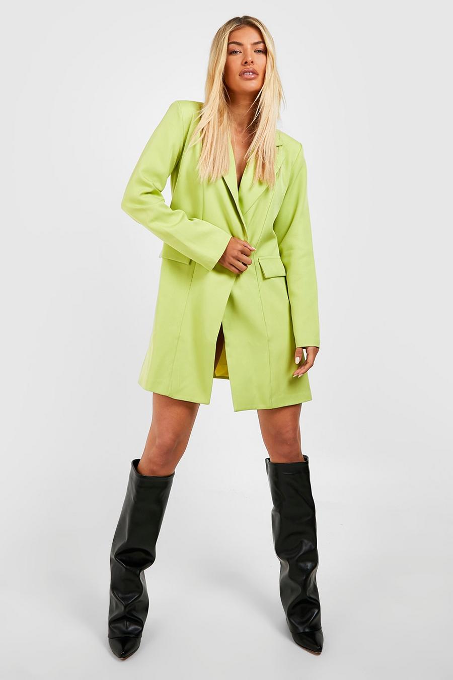 Lime Double Breasted Boxy Blazer Dress image number 1