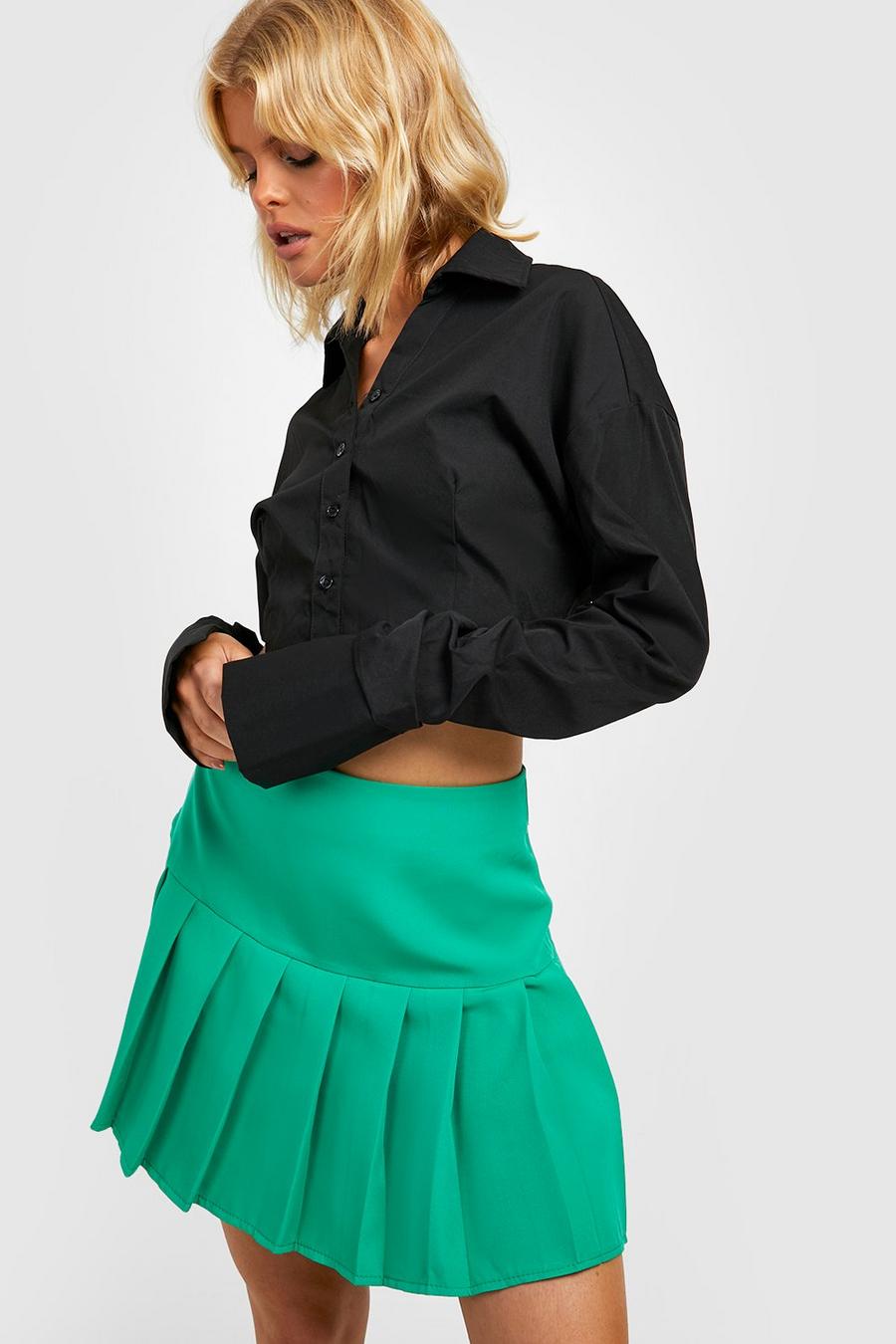 Bright green Low Rise Pleated Mini Skirt