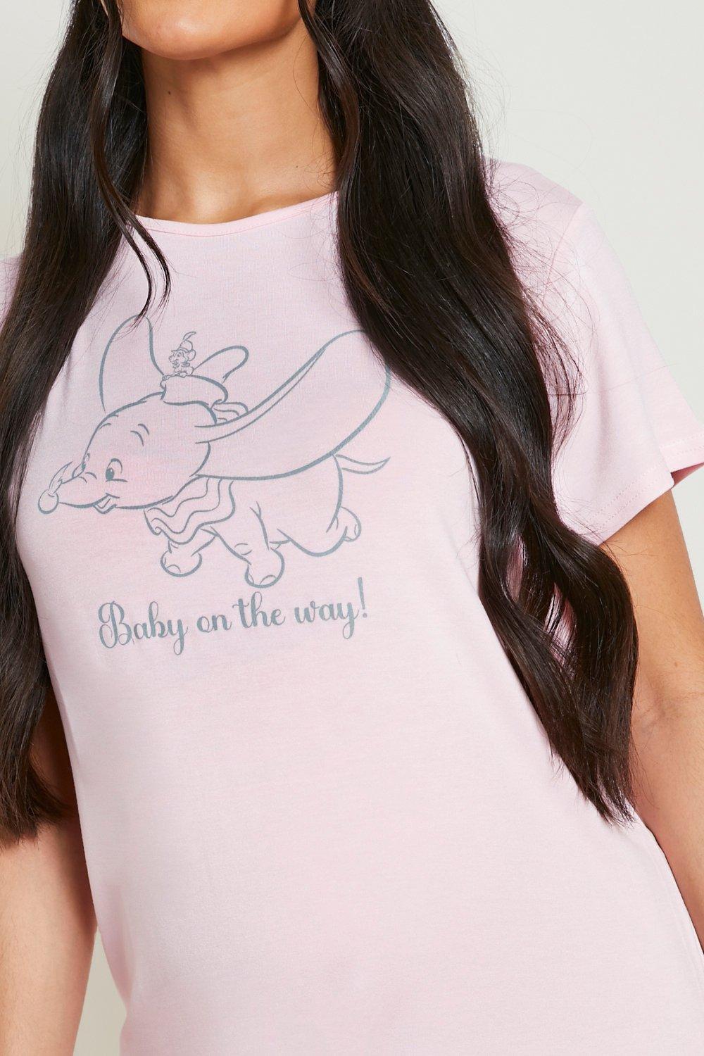 Boohoo Maternity Dumbo License Nightie in Pink Womens Clothing Dresses Mini and short dresses 
