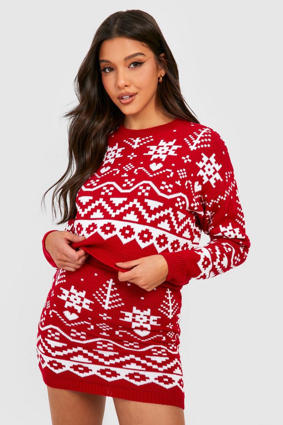 Red rosso Fairisle Christmas Jumper Co-ord