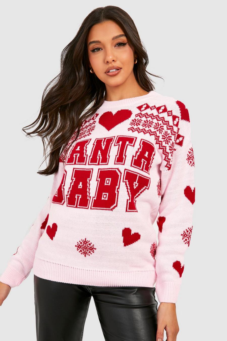 Santa Baby Weihnachtspullover, Pink