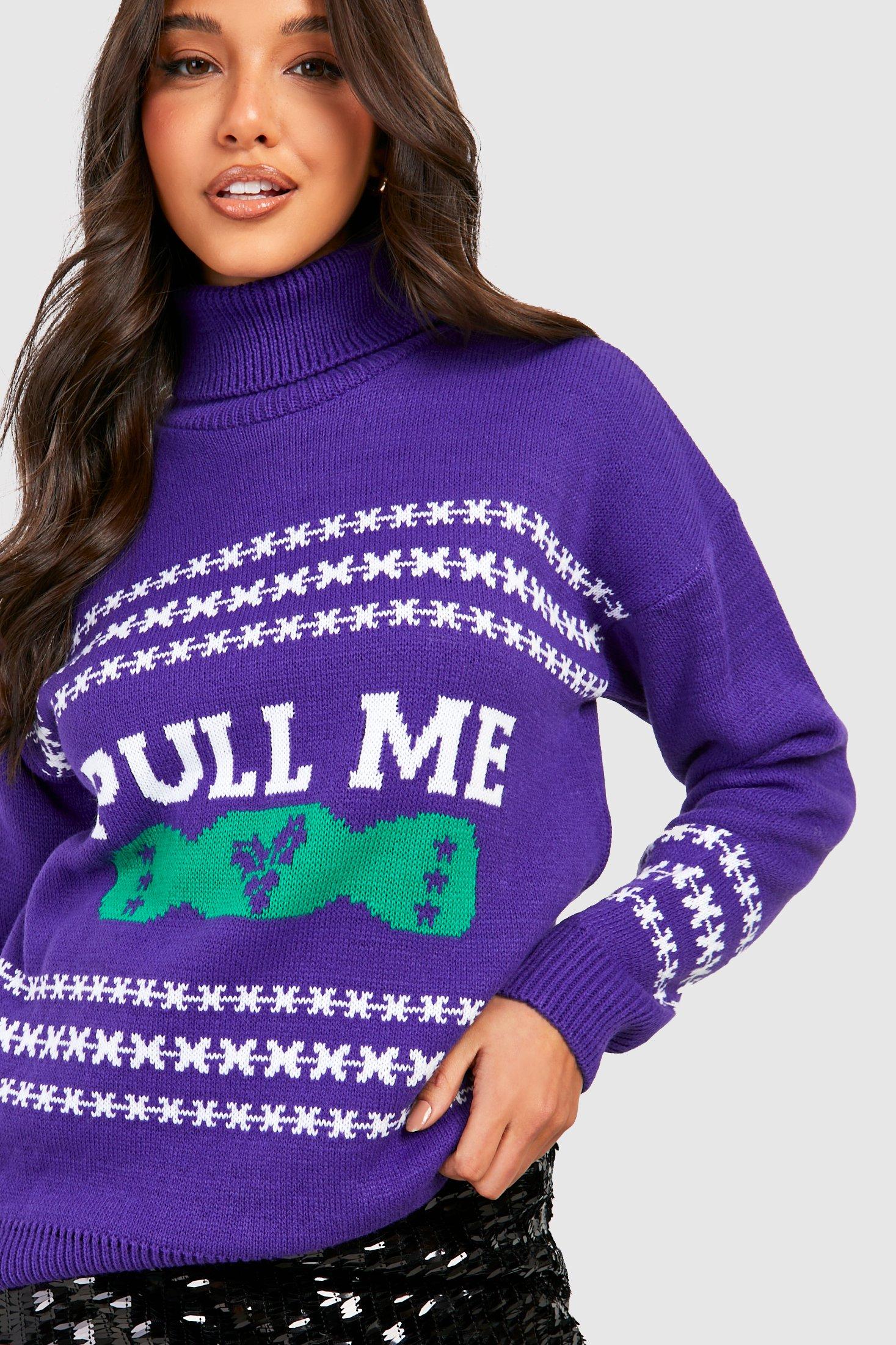 Pull Me Turtleneck Christmas Sweater boohoo