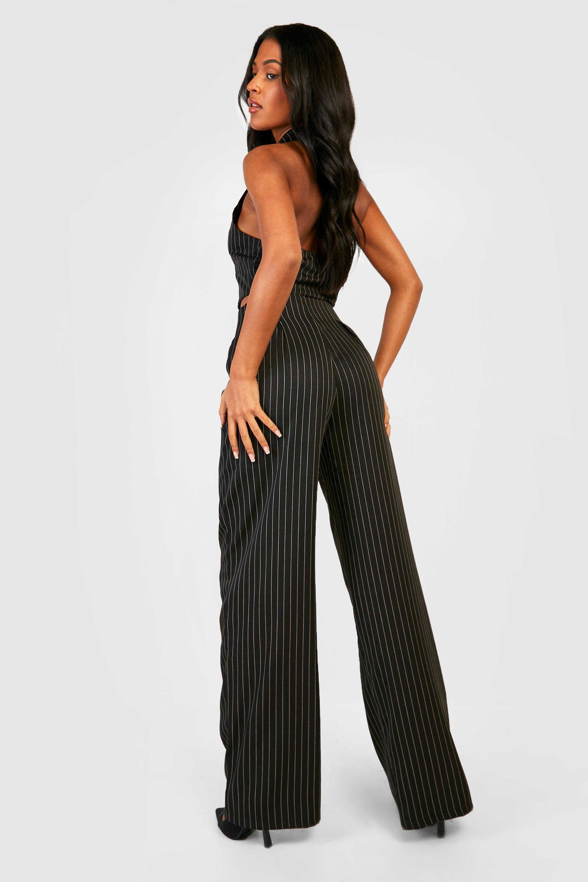 Women's Tall Wide Leg Pinstripe Trouser