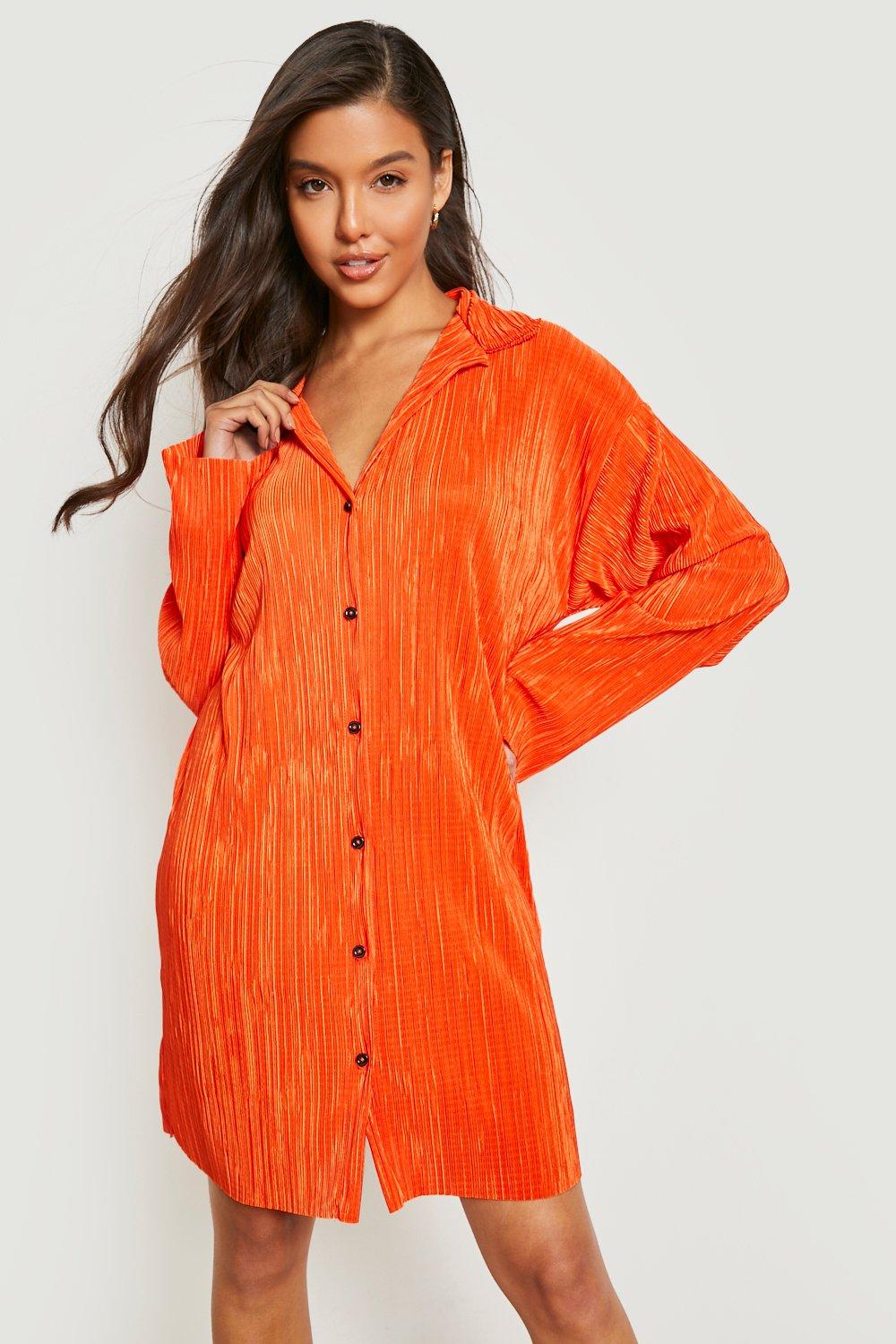 Plisse Oversized Shirt Dress