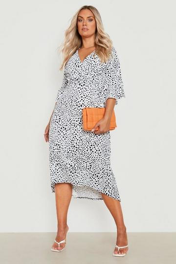 Plus Smudge Spot Midi Skater Dress ivory