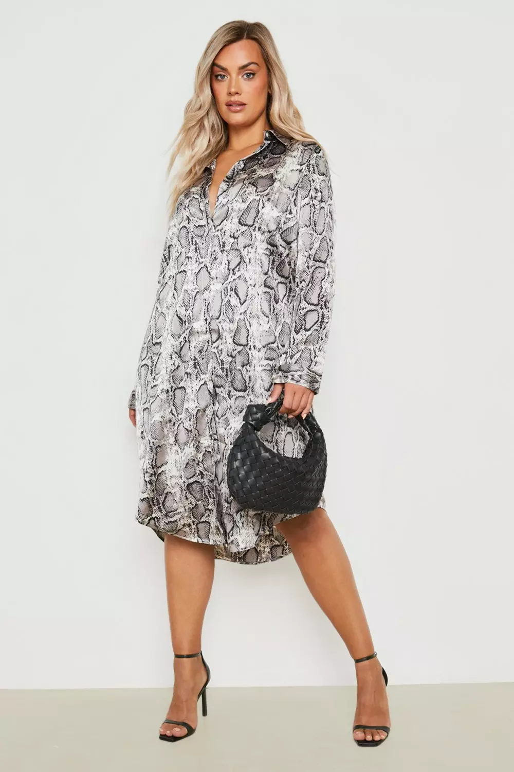 Grey snake print shirt on sale dress