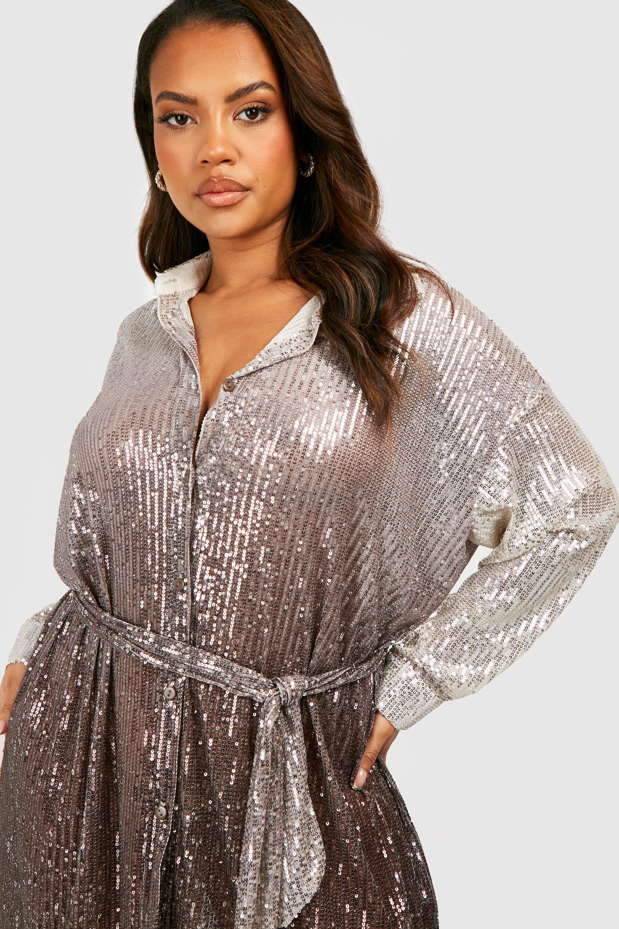 Sequin shirt hotsell dress plus size