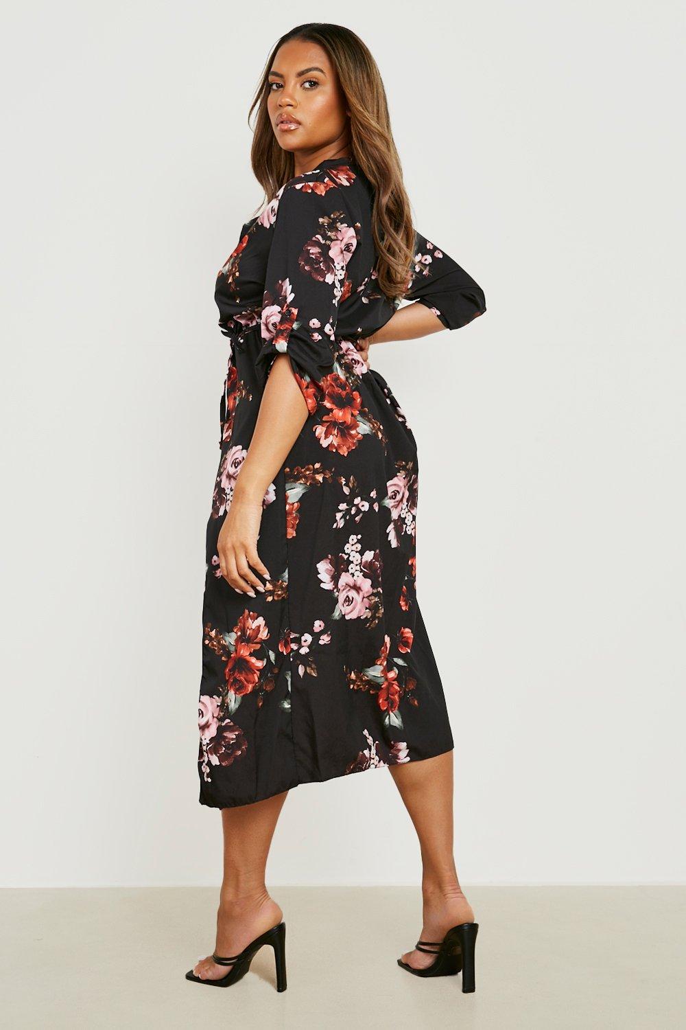 Boohoo curve midi on sale dress