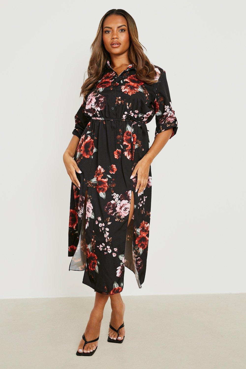 Boohoo plus floral outlet dress