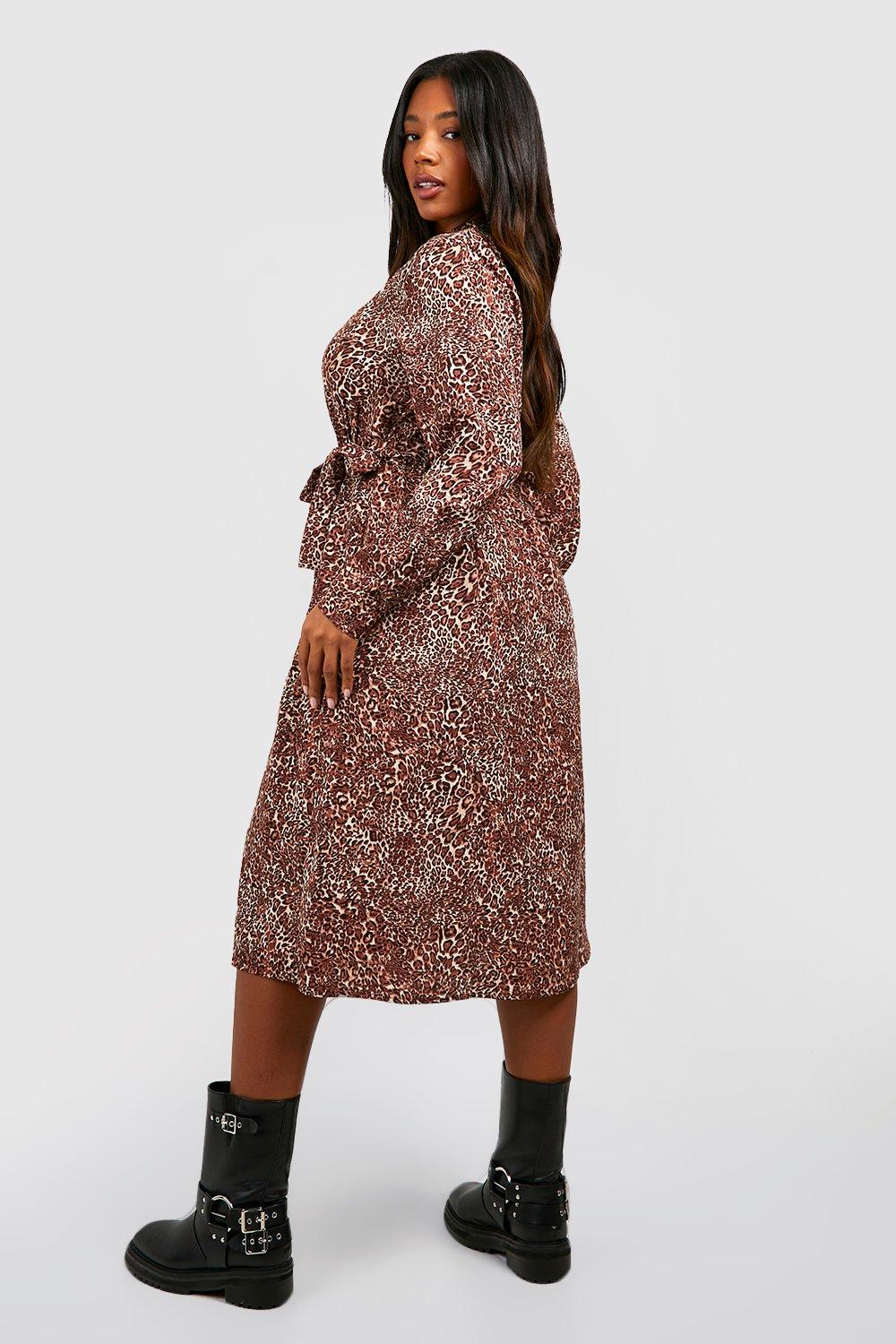 Boohoo leopard print shirt dress hotsell