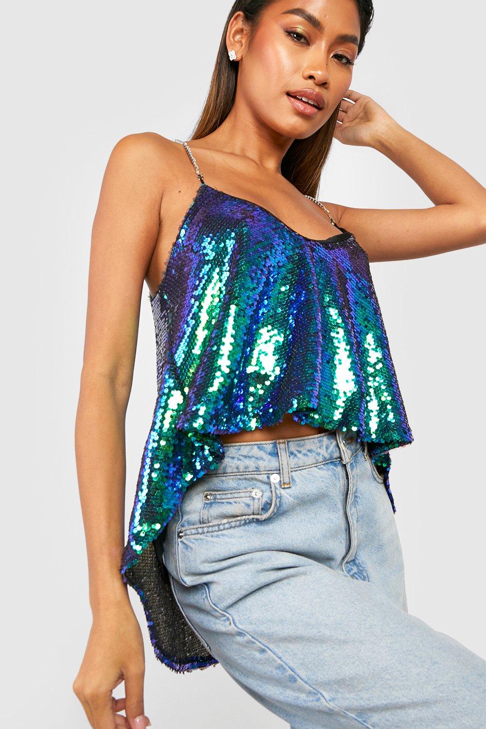 Rhinestone-strap cami top