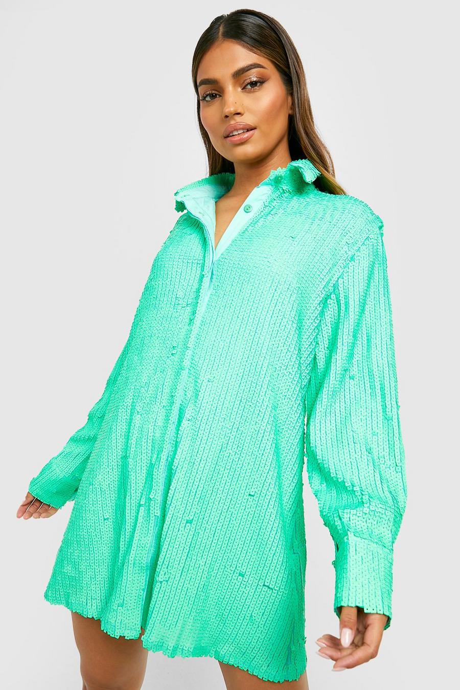 Lime Brights Oversized Sequin Shirt image number 1