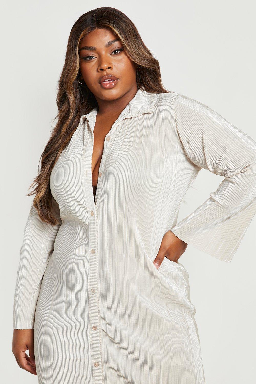 Boohoo plus size shirt dress sale