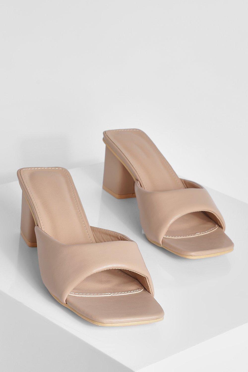 Nude mules sales block heel