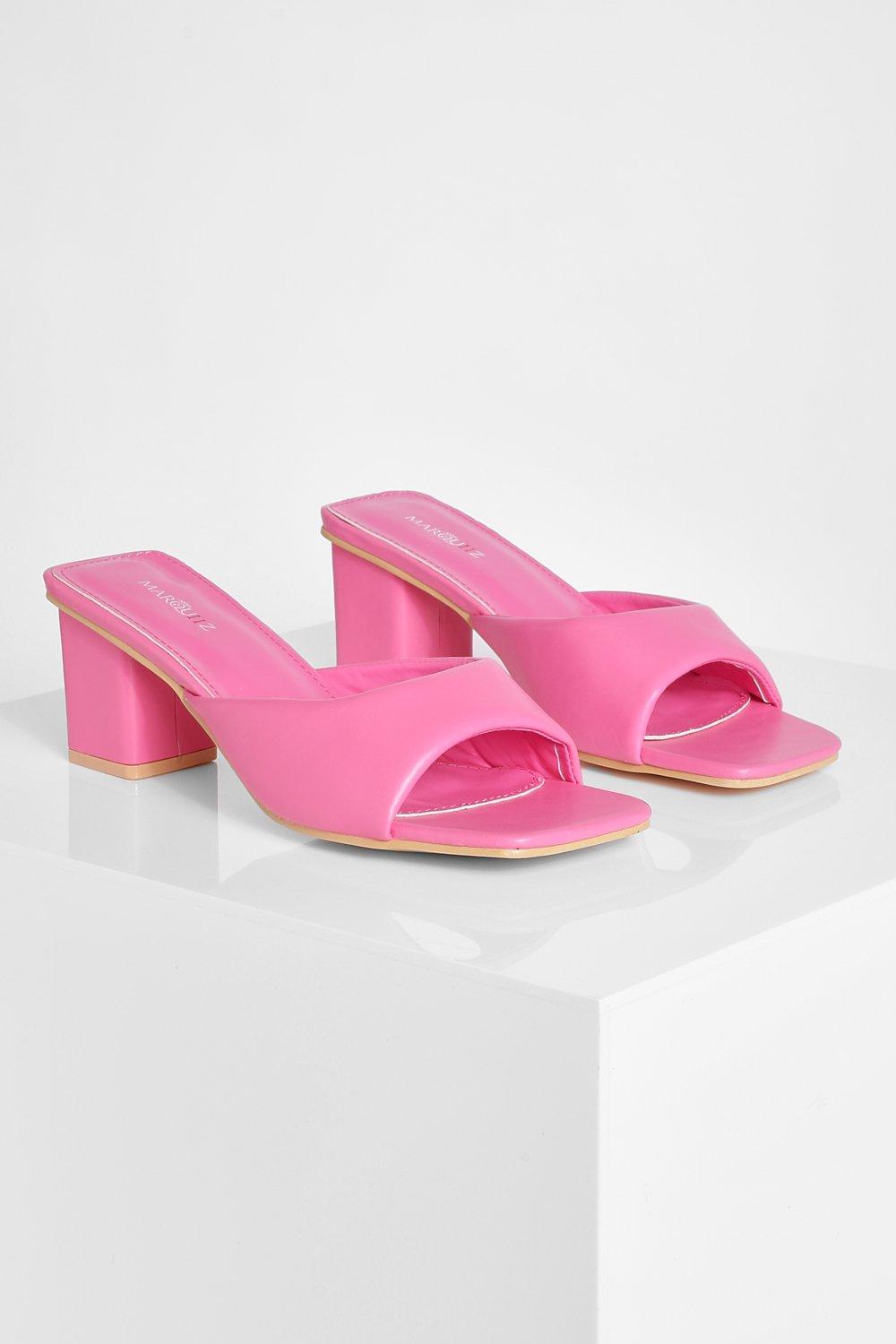 Pink block heel clearance mules