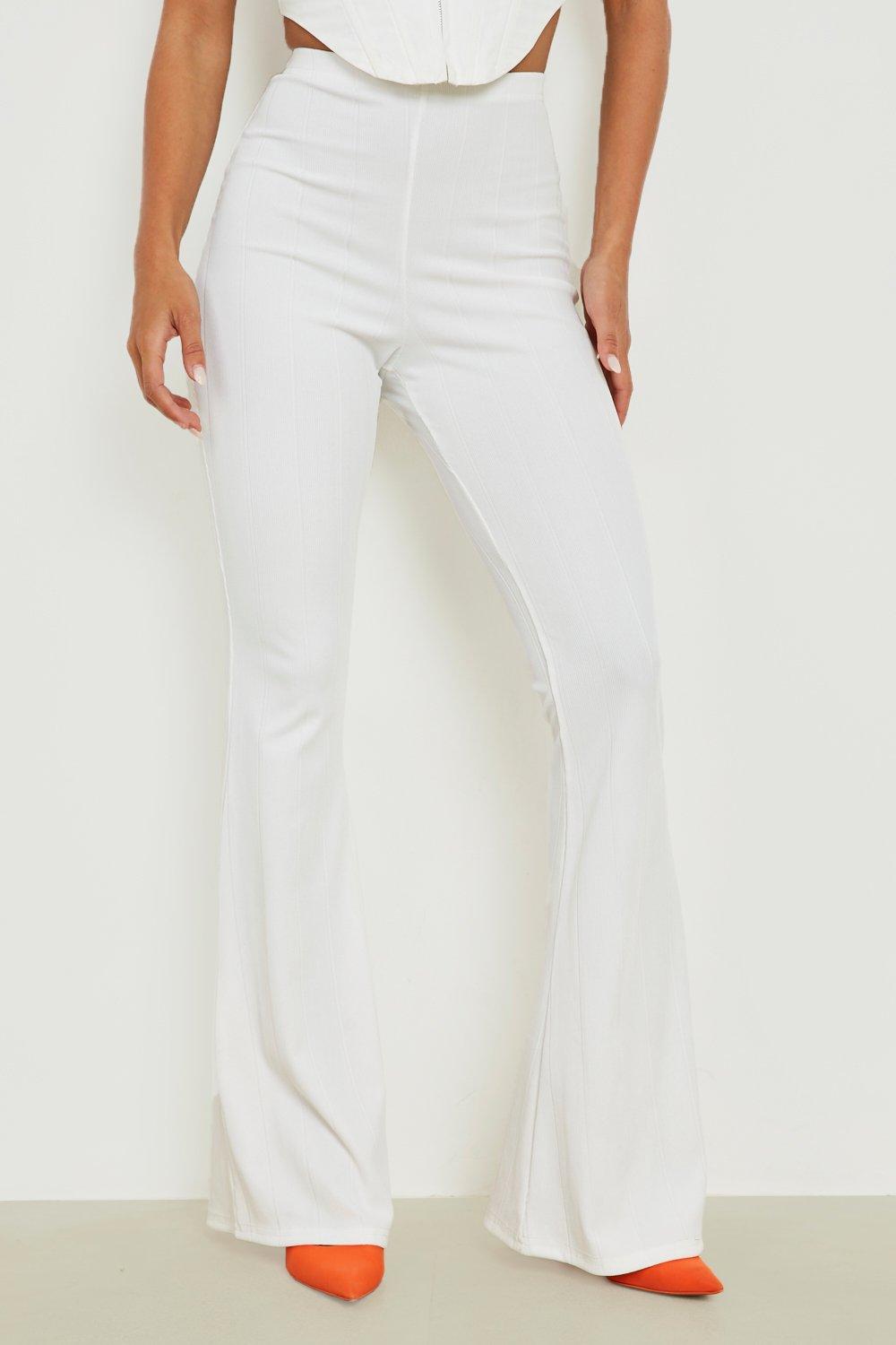 White high best sale waisted flare trousers