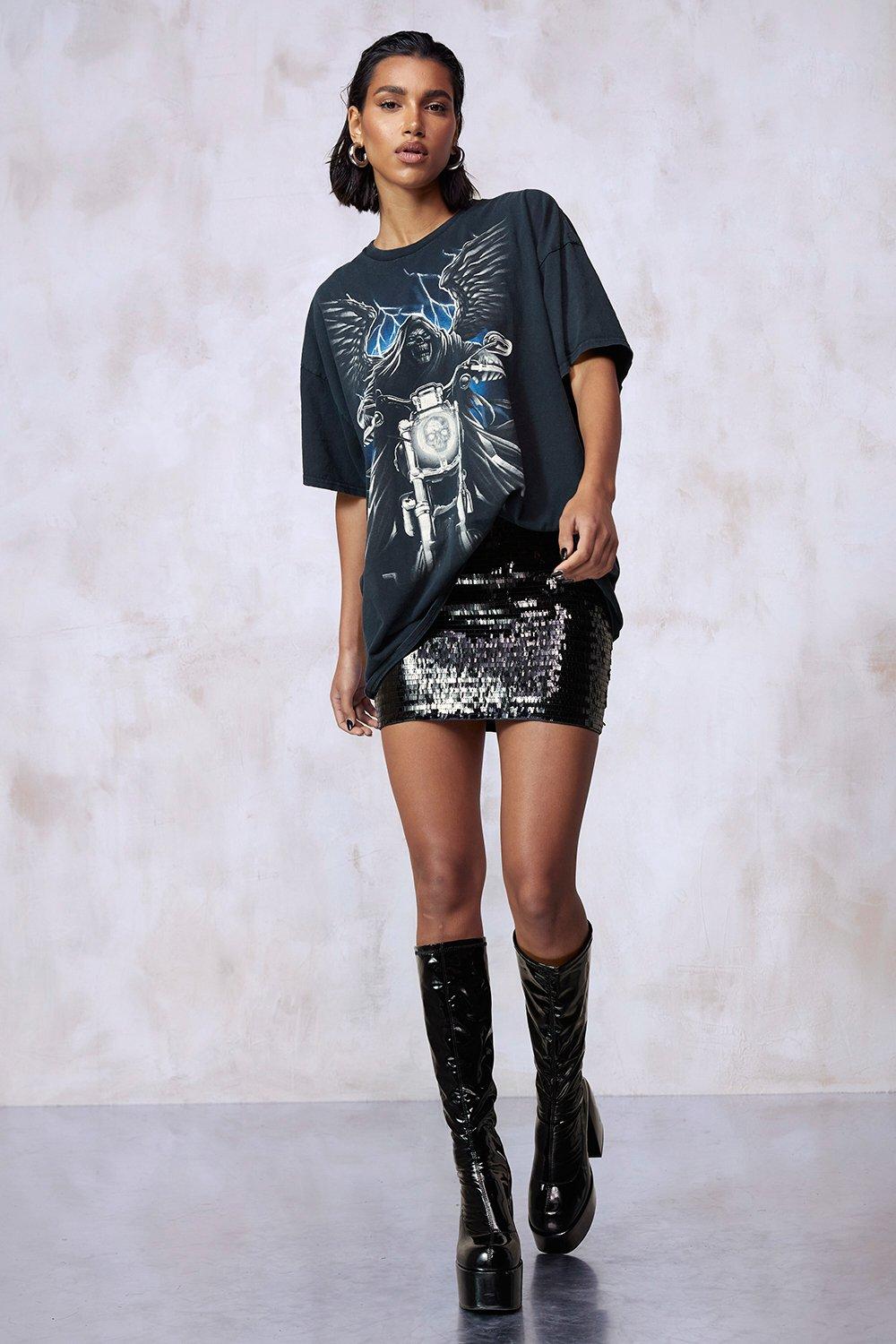 Sequin skirt shop with boots