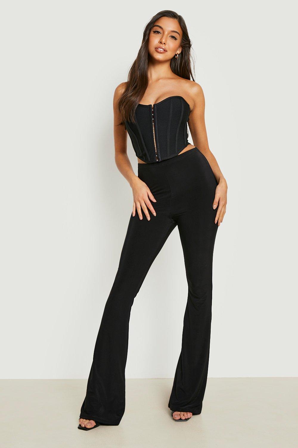 Black Slinky Double Layered Flared Pants